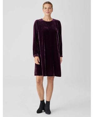 Eileen Fisher Velvet Crew Neck Dress - Blue