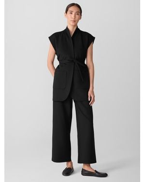 Eileen Fisher Washable Flex Ponte High Collar Vest - Black
