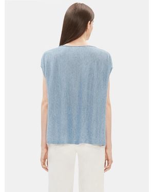 Eileen Fisher Organic Linen Delave Box-top - Blue