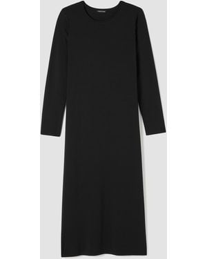 Eileen Fisher Stretch Jersey Knit Round Neck Dress - Black