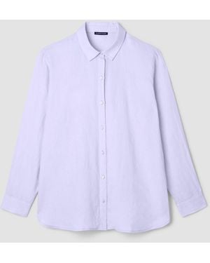Eileen Fisher Organic Handkerchief Linen Classic Collar Shirt - Purple