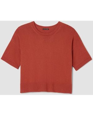 Eileen Fisher Peruvian Cotton Blend Elbow-sleeve Top - Red