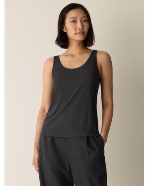 Eileen Fisher Stretch Silk Jersey Scoop Neck Tank - Black