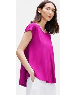 Eileen Fisher Viscose Jersey Scoop Neck Box-top - Pink