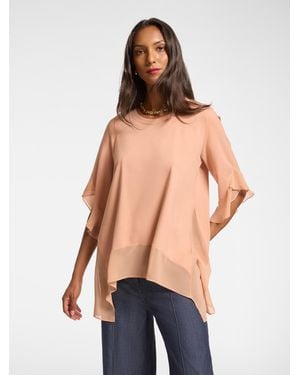 Elena Miro T-shirt con bordi in georgette - Blu