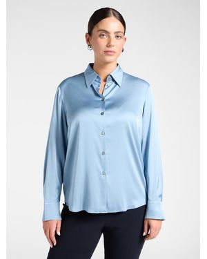 Elena Miro Camicia in raso di viscosa stretch - Blu