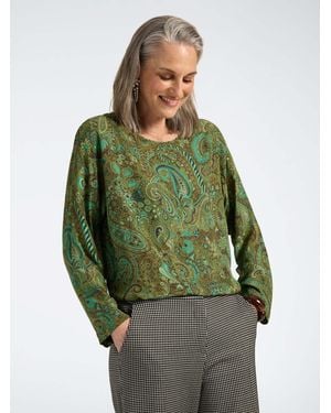 Elena Miro Blusa in viscosa stampata paisley - Verde
