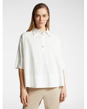Elena Miro Blusa over in due tessuti - Bianco