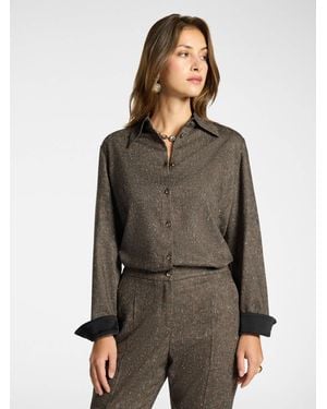 Elena Miro Camicia misto lana fiammata - Marrone