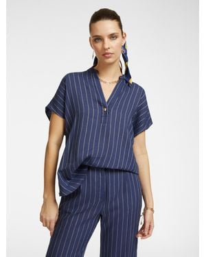 Elena Miro Blusa in lino gessato e jersey