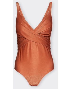 Elena Miro Costume intero drappeggiato - Arancione
