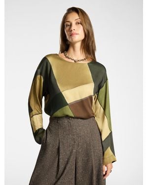 Elena Miro Blusa in raso stampato - Verde