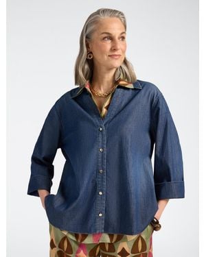 Elena Miro Camicia in Chambray washed - Blu