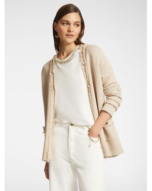 Elena Miro Cardigan lungo con frange e bottoni - Neutro