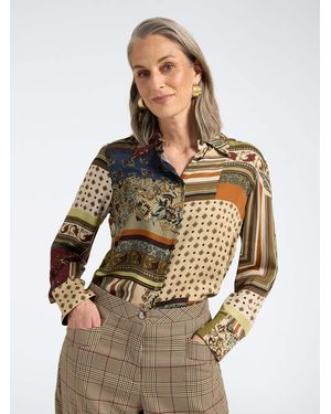 Elena Miro Camicia in raso stampata patchwork - Neutro