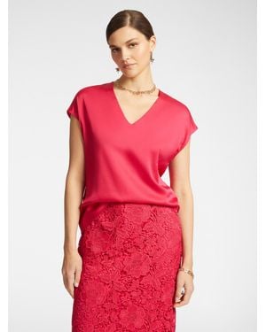 Elena Miro Blusa in raso con scollo a V - Rosso