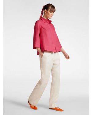 Elena Miro Pantaloni relaxed fit in lino - Rosso