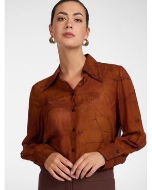 Elena Miro Camicia in georgette stampata - Marrone