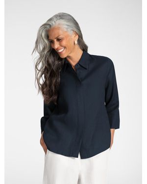Elena Miro Camicia boxy in lino - Blu