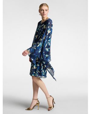 Elena Miro Abito elegante stampato con mantella - Blu