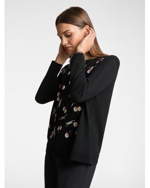 Elena Miro Maglia con ricamo ciliegie - Nero