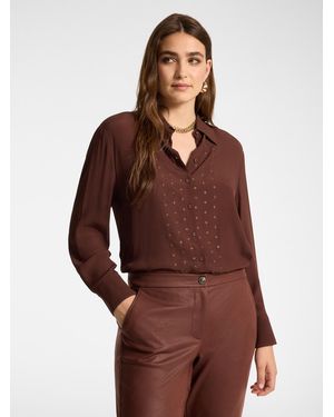 Elena Miro Camicia in viscosa con strass - Marrone