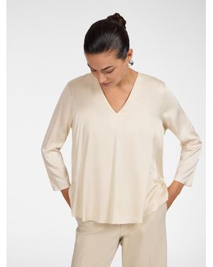 Elena Miro Blusa in raso di viscosa stretch - Neutro