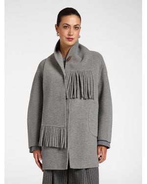 Elena Miro Cappotto cocoon in double misto lana con sciarpa - Grigio