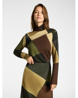 Elena Miro T-shirt dolcevita viscosa stampata - Verde