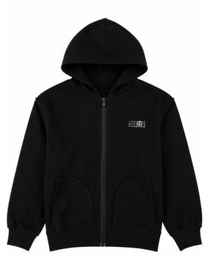 MM6 by Maison Margiela Felpa Con Cappuccio E Zip Intera Con Logo - Black