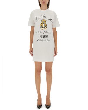 Moschino Abito Con Logo - Bianco