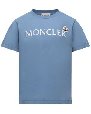 Moncler T-Shirt With Logo - Blue
