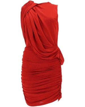 Magda Butrym Abito Corto Con Drappeggio - Red