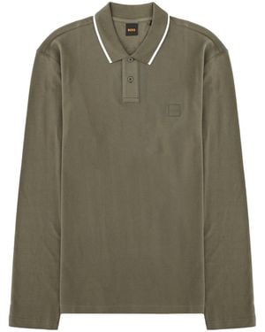 BOSS Polo A Manica Lunga Con Logo - Green