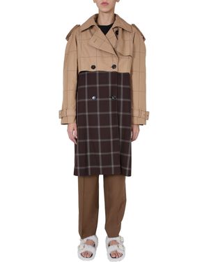 Marni Double-Breasted Trench Coat With Two-Tone Design - Brown