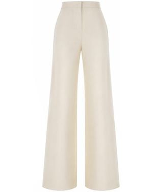 Max Mara Flared Flat Front Trousers - White