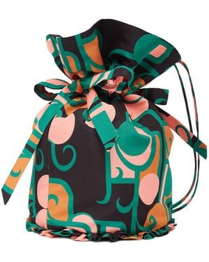 La DoubleJ BORSA CEREMONIA IN FAILLE STAMPATA - Verde