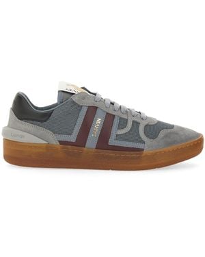 Lanvin Stylish Mesh And Leather Trainers For - Grey