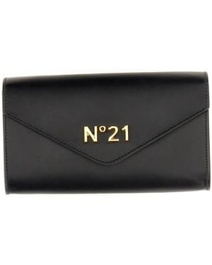 N°21 Leather Wallet With Logo - Black