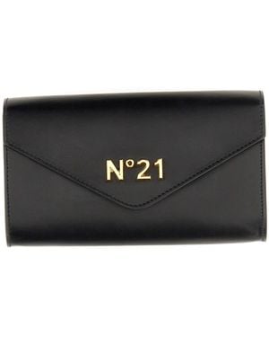 N°21 Wallet With Chain And Logo - Black