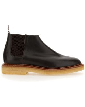 Thom Browne Calf Skin Crepe Sole Mid Top Chelsea Boot - Black