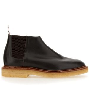 Thom Browne Calf Skin Crepe Sole Mid Top Chelsea Boot - Black