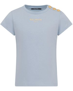 Balmain T-Shirt With Logo - Blue
