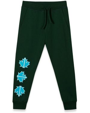 DSquared² Plush Trousers Leaf Logo On Front Leg Unisex - Green