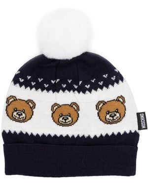 Moschino Beanie Bears And Pom Poms - Blue