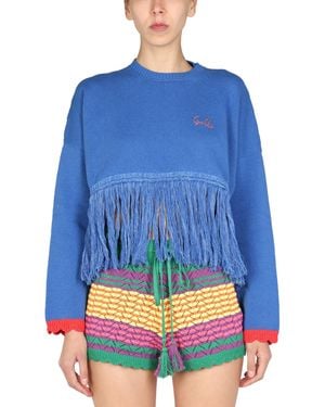 Gallo Maglia Con Ricamo Logo - Blu