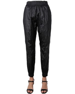Fabiana Filippi Tapered Track Trousers With Crinkled Texture - Black