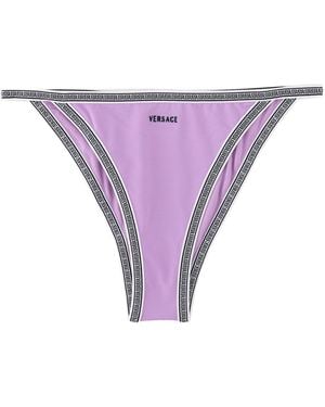 Versace Slip Bikini Con Greca - Purple
