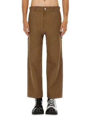 Moschino Straight-Leg Tricot Trousers With Utilitarian Details - Brown