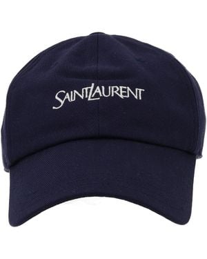 Saint Laurent Cappello Da Baseball Con Logo - Blue